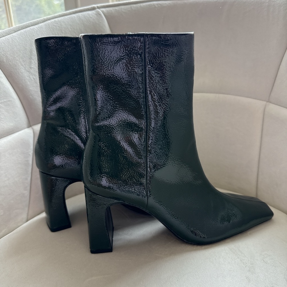 Zara Faux Patent Leather Ankle Boots